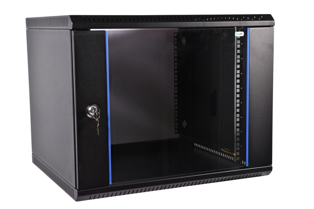 ЦМО ШРН-Э-9.350-9005 Шкаф телекоммуникационный настенный разборный 9U (600х350) дверь стекло, черный
